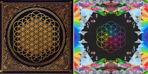 Un comparativo de ambas portadas. Izq: Sempiternal (BMTH), Der: A Head Full of Dreams (Coldplay). Foto: Noisey.