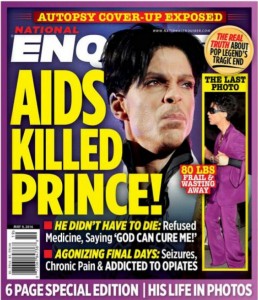 La portada del número del National Enquire dedicado a Prince. Foto: The National Enquire.